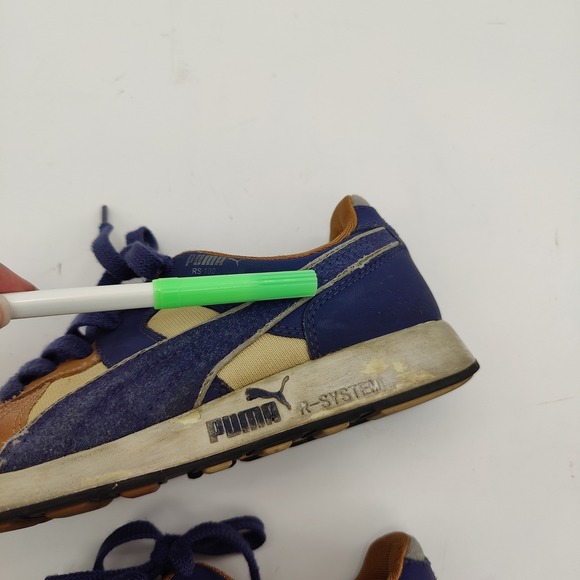 Puma Womens Retro Gorpcore RS 100 R-System Suede Sneakers 7.5 Blue Tan 342589-06 - Picture 7 of 16
